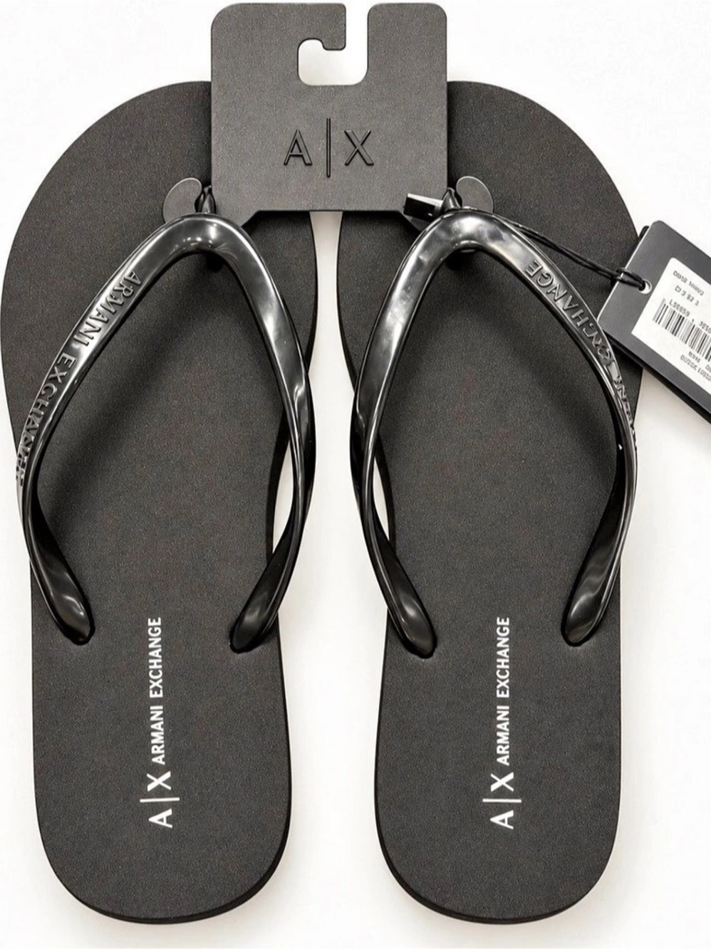 Armani Exchange A|X Logo Thong Flip Flop Sandals Black US 9